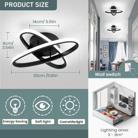 zoqoyog zoqoyog Modern Close to Ceiling Light LED, Black Ceiling Lamp Fixture,6000K White Indoor Hallway Light for Bedroom Kitchen Corridor Stairwell Stylish Living Room