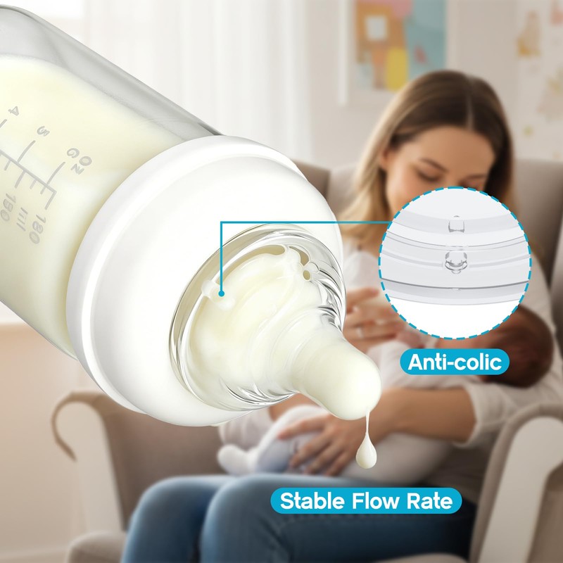 Silicone Nipples for Lansinoh Bottles, Anti-Colic Replacement Nipple for Baby