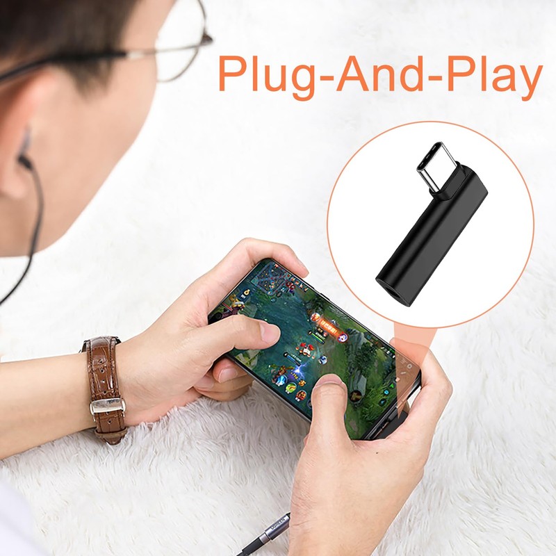 EUZUXU USB C to 3.5mm Headphone Adapter, 90 Degree USB