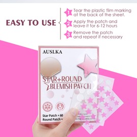 AUSLKA Star Pimple Patches -156 Patches - Hydrocolloid Spot Dots, Blemishes Patch - Pimple Stickers, Patches To Cover Facial Blemishes