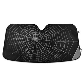 YETTASBIN Spider Web Car Windshield Sunshade Front Automotive Sun Shade Foldable UV Sun Visor Protector for Car Truck SUV, 55 x 27.6 Inch