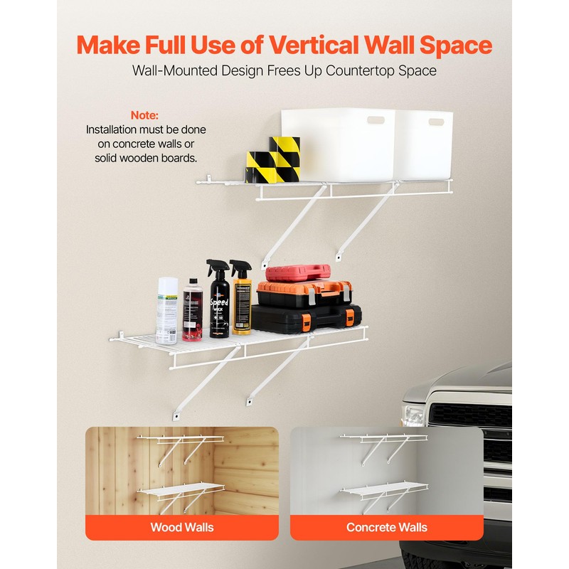 VEVOR Wire Shelf Kit, 3 ft, Set of 2, Wall