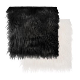 SLAXJNE 2 Sheets Black Fabric Animal Fur Black Faux Fur Square Plush Fabric Faux Fur Plush Fabric