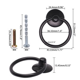 YuGtcen 10Pcs Vintage Drawer Pulls, Ring Drawer Pulls Zinc Alloy Vintage Cabinet Knobs Furniture Hardware Antique Handles for Kitchen Cupboard Dresser Closet Door (Matte Black)