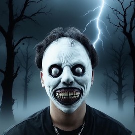 Zombie Party Halloween Exorcist Skull Smiling Face Latex Mask for Cosplay Carnival Fun Free Size/Green 10ea