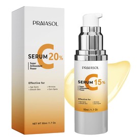 Praiasol Vitamin C Face Serum, Super Vitamin C Serum for Facial Use, Anti Aging Face Serum, Suitable for Mature Skin, Targets Age Marks, Wrinkles, and Smoothes Skin Texture. 1 fl oz.