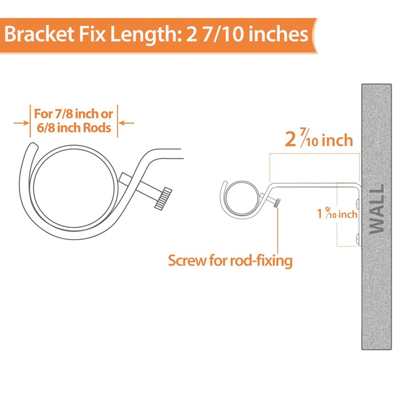 KAMANINA Wall Brackets for 7/8 or 3/4 Curtain rods, Drapery