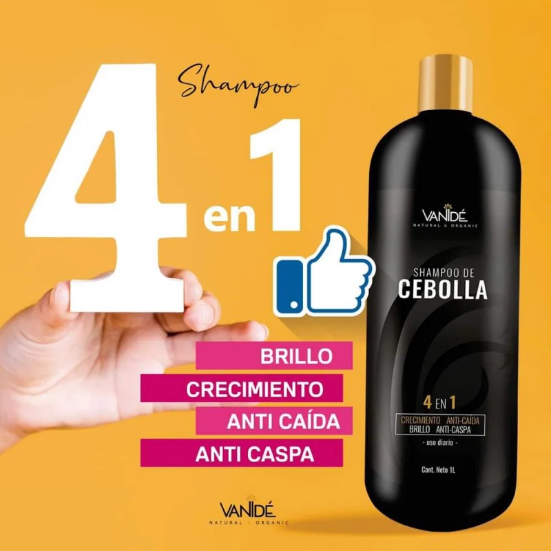 Shampoo Con Cebolla Para Crecimiento Del Cabello Vanidé