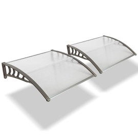 2 Pcs 40" x 40" Window Awnings Door Canopy, Polycarbonate Cover Front Door Outdoor Window Awning Exterior, Entry Door Awning for Sun Shutter, UV, Rain and Snow Protection, Hollow Sheet,Brown (Upgrade)