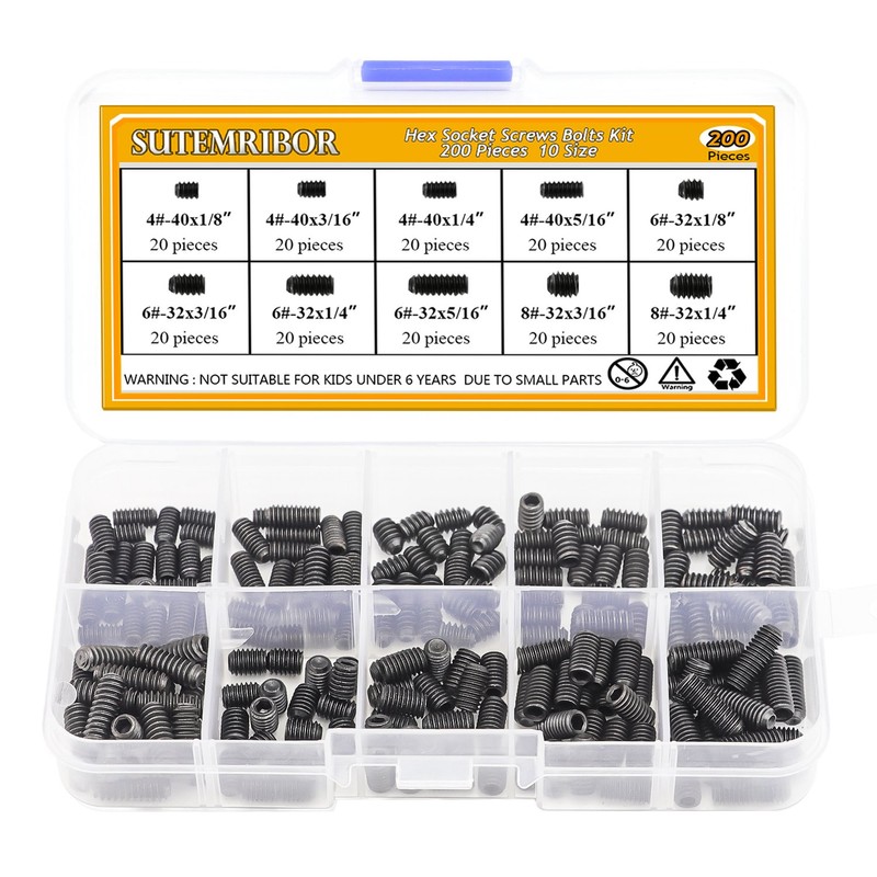 Sutemribor 400 Pcs 20 Sizes, 4#-40 to 10#-32 Set Internal