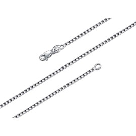 BORUO 925 Sterling Silver Box Chain Necklace, 1.5mm Solid Italian Nickel-Free Lobster Claw Clasp 22 Inch