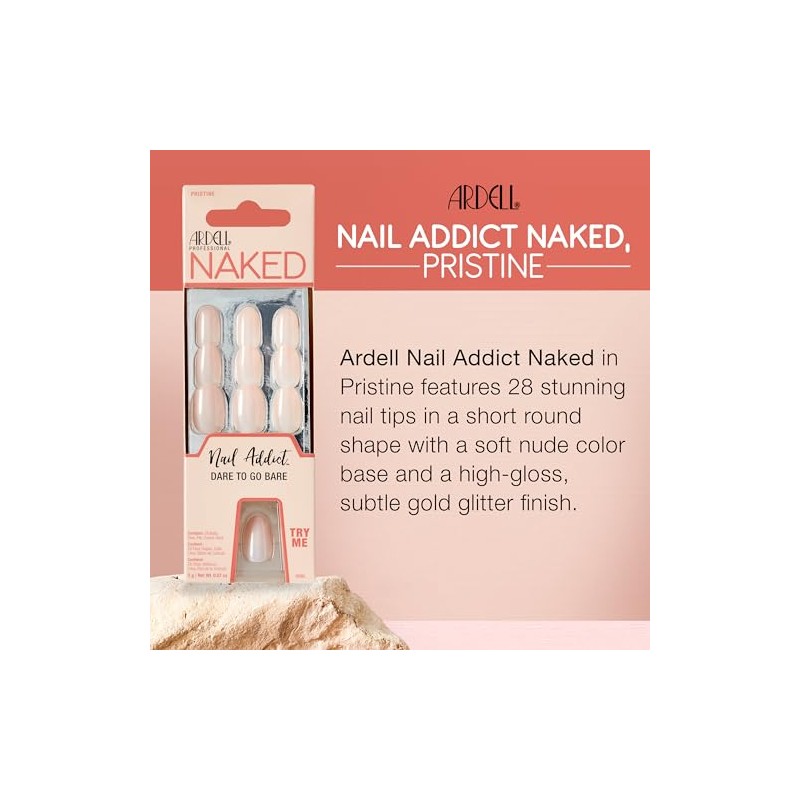 Ardell Uñas Postizas Addict Pristine Naked Fácil de Aplicar Reutilizables