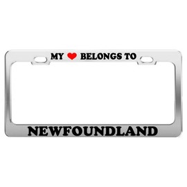 Product Express My Heart Belongs to Newfoundland License Plate Frame Car Truck Accessory Gift