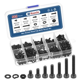 Kozelo 565pcs M3 Socket Head Cap Screw Bolt Nut Assortment Kit - [M3x4/6/8/10/12/16/20mm] Alloy Steel Full Threaded Black Oxide 12.9 Internal Hex Screws for 3D Printer