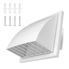 4 Inch Dryer Exhaust Vent Cover with Rain Cover, White Dryer Exhaust Hood Indoor and Outdoor Air Vent Cap, One-Directional Plastic Exhaust Vent Duct Cover Non Return Valve