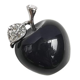 Bacatgem 1 Pcs Black Obsidian Apple Crystals and Healing Stones Figurines Collectibles,1.18Inchs Room Decor Christmas Decorations Office Gifts