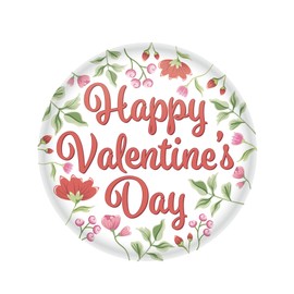 Beistle 6 Piece 2" Happy Valentine's Day Party Supplies Favors Holiday Lapel Pins, Pinback Buttons, Made In USA Since 1900, Red/Green/Pink/White