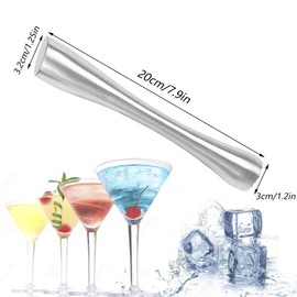 Ice Crusher Lemon Masher Bar Pestle Lemon Masher Muddler Muddler Pestle with Two Different Texture Heads, Durable Safe, for Bar, Restaurant, Hotel, Family, Lemons, Ice Cubes, Purees - Silver
