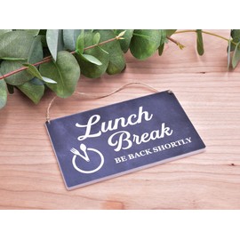 Lunch Break Hanging Sign - Be Back Soon Notice (Blackboard)