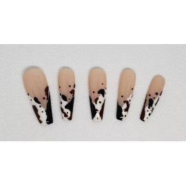 Hand made Press on nailsCow print/Coffin long length