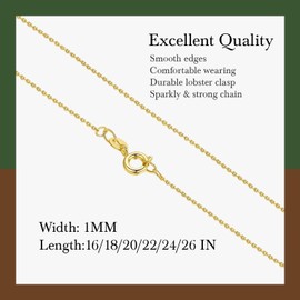 PESFIOLO 14K Gold Chain for Women mens Trendy 14K Gold necklaces for Women Necklace Chains prime Chain Necklace Womens Cable Chains Necklaces for Mens16-26IN (16in)
