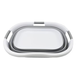 SAMMART 40L (10.5 gallon) Collapsible Plastic Laundry Basket - Space Saving Storage Container - Portable Washing Tub - Foldable Pop Up Hamper/Basket (1, White/Grey)