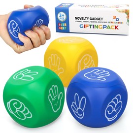 Foam Dice Squeeze Toy, Foam Fidget Toy for Finger Guessing Game, 2.7inch 6 Sided Rock Paper Scissors Game Dice for Adults Kids Stress Relief, Goodie Bag Filler Classroom Prize Learning Essential 3PCS