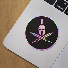 Holographic Decal Stickers of Spartan Helmet 2 Premium Waterproof Vinyl Decal Stickers for Laptop Phone Accessory Helmet Car Window Mug Tuber Cup Door Wall Decoration ANDVER3108332HO