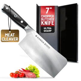 KANKA 7 inch Meat Cleaver Knife – Professional Knife for BBQ & Kitchen, Ergonomic Handle Stainless Steel Butcher for Meat, Fish & Bone Cutting - Heavy Duty Chef Chopper Razor Sharp & Rust-Resistant