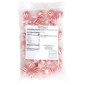 Jumbo Peppermint Balls, 1 Pound Bulk Candy Bag (Approx. 35 pcs), Mint Balls, Individually Wrapped Peppermint Balls Candy