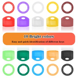 Pack of 20 Square Key Caps, Key Caps, Key Marking, for Easy Identification of Front Door Keys, Square, 2 Styles, 10 Colours