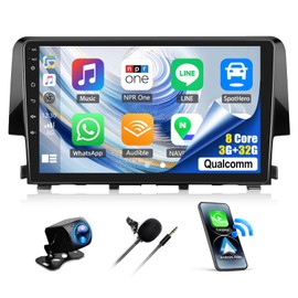 SIXWIN 8 Core Qualcomm Android Car Stereo for Honda Civic 2016-2020 9 Inch Touch Screen with CarPlay Android Auto 3G+32G Bluetooth Cooling Fan Weather Forecast UI Design Intelligent Voice