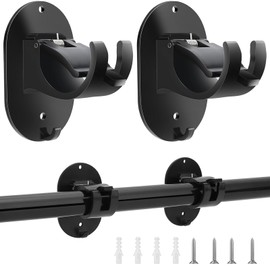 Curtain Pole No Drilling, Curtain Rod No Drilling, Pack of 2 Curtain Rods, No Drill Rod Holder Hooks, Curtain Rod for Gluing, Adjustable Curtain Rod Holder for Bathroom