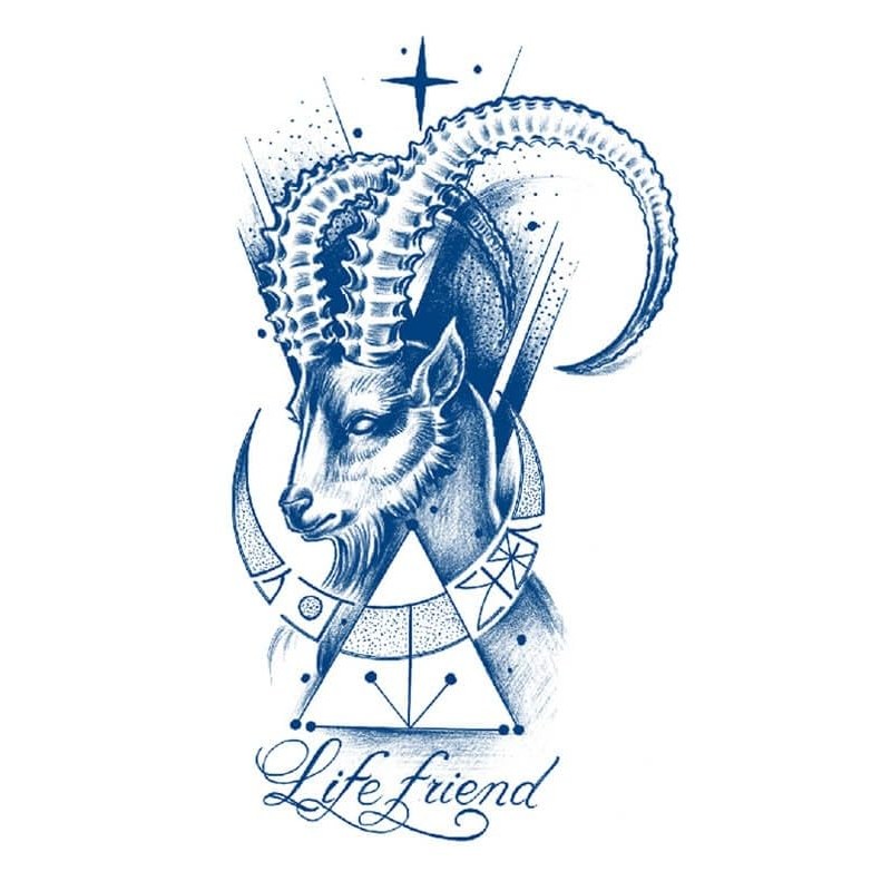 GZ797x2 Temporary Capricorn Tattoo, Aries Tattoo, Semi-Permanent Animal Tattoo, 2