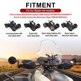 PSLER Front Ryker Windshield Wind Shield Deflector Windscreen - Fit for Ryker All Models Ryker 600 900 Sport Rally Edition Accessories 3 Inches Adjustable Replace #219401023#219400771