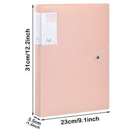 Display Book PP A4, Display Book A4 Presentation Folder with 60 Transparent Pockets, 31 x 24 cm Presentation Book, Practical A4 Display Folder for Art, Report Sheets, Letters, School, Offices (Pink)