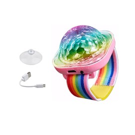 Mini Magic Ball with Wristband and Suction Cup USB Charging Portable LED Disco Party Light Atmosphere Lights for Kids House Party Birthday 1 Pack (Pink)
