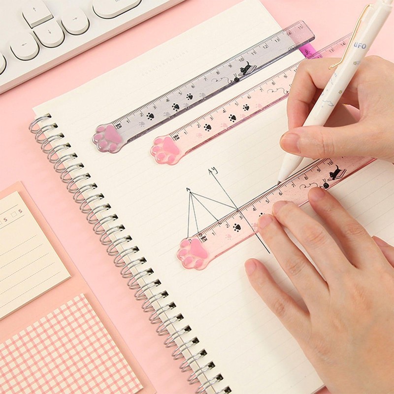 4 Pieces Of Cat Paw Rulers, Creative Measuring Rulers, Plastic