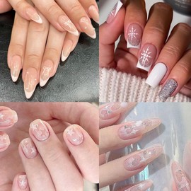 10 Sheets Christmas Nail Art Stickers, Butterfly Heart Bow Stars Moon Snowflakes Nail Stencils Stickers for Nail Art Xmas Design Snowflakes Nail Supplies for Women Manicure Decoration DIY Tools