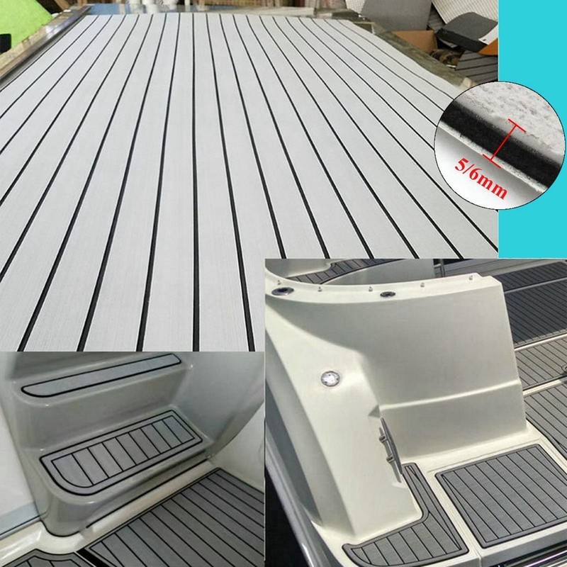 1sheet 91"x35.4"x0.24" light grey+black Marine Flooring Faux Teak EVA Foam