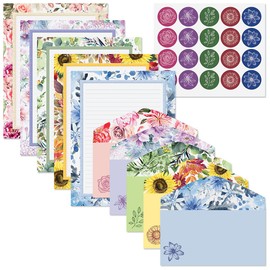 Floral Stationery Letter Paper and Envelope Set -Set of 50 Spring stationery paper 8 1/2" x 11" and matching envelopes