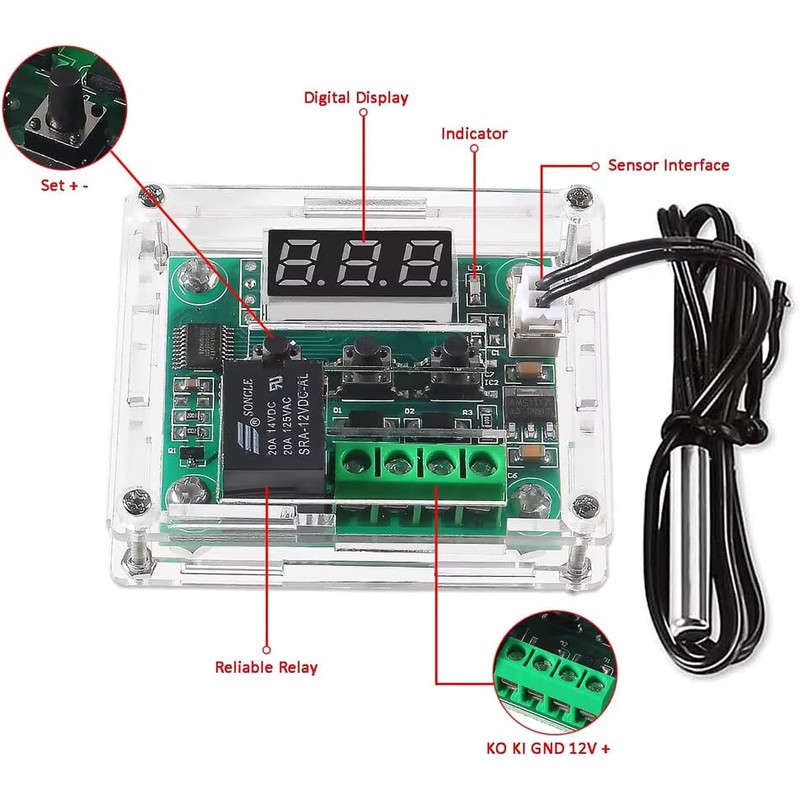 XH W1209 Temperature Controller Module with Case, Display Digital Thermostat