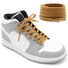 DELELE Flat Elastic Shoe Laces: Light Brown Stretch Shoelaces for Sneakers 2 Pair 47 inch