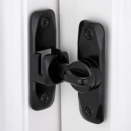 Wocoe 2 Packs Black 90/180 Degree Barn Door Lock，Flip Gate Latches - Premium Zinc Alloy Latch，for Sliding Doors, Barn Doors, Cabinet Doors，Bathroom, Garden, and Various Cabinetry Applications