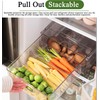 4 Pack Stackable Refrigerator Organizer Bins with Pull Out Drawers