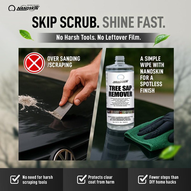 Nanoskin Tree Sap Remover 32 Oz. - Instant, Safe Car