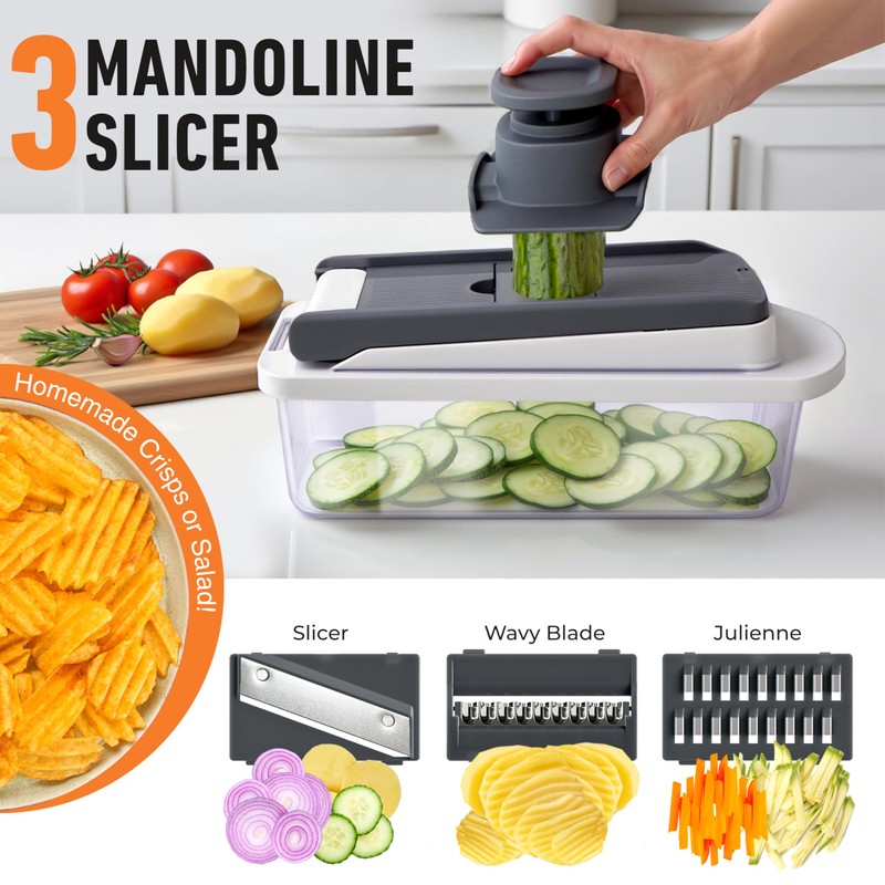 Mueller Pro-Series 10-in-1, 8 Blade Vegetable Chopper, Mandoline Slicer, Food