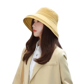 AILAYRI Women's Sun Protection, UV Protection, Hat, Small Face Effect, Wide Brim, Chin Strap, Adjustable Size, Wired, Bucket Hat, Foldable, Travel, Commute, Spring/Summer, Sweat Absorbent, Quick