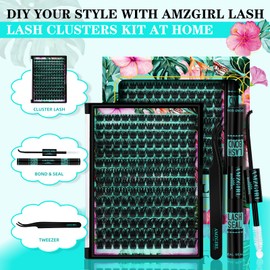 Lash Clusters Kit 168pcs Lash Extension Kit Cluster Lashes Natural Look with Lash Bond and Seal Waterproof, Lash Tweezer with Wet Look Ultra-Thin Band Lashes(Geranium-Kit,D-10-18mm)