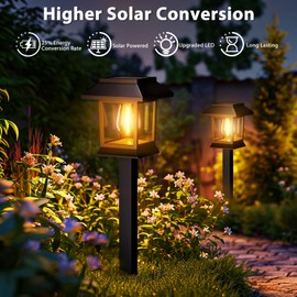 nipify Solar Lights for Outdoor Garden, Pack of 4 Solar Garden Lights, Waterproof Vintage Solar Lights for Outdoor Use with Warm White Tungsten, Auto On/Off Solar Lights, Garden Decoration for Lawn,